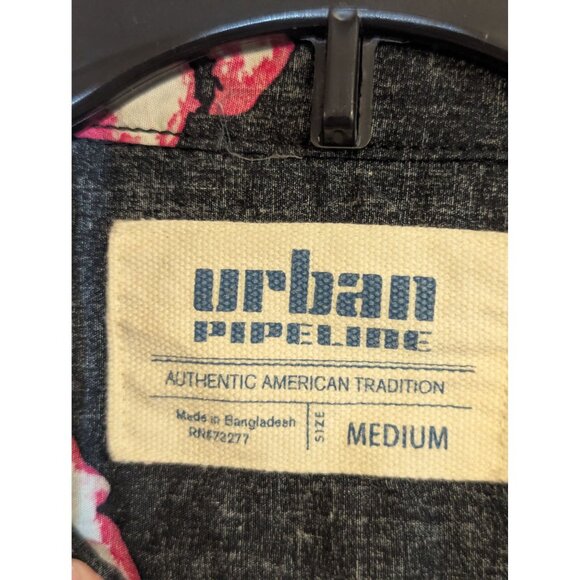 Urban Pipeline Mens Medium Hawaiian Floral Button-Down Short-Sleeve Shirt Cotton - Picture 3 of 6